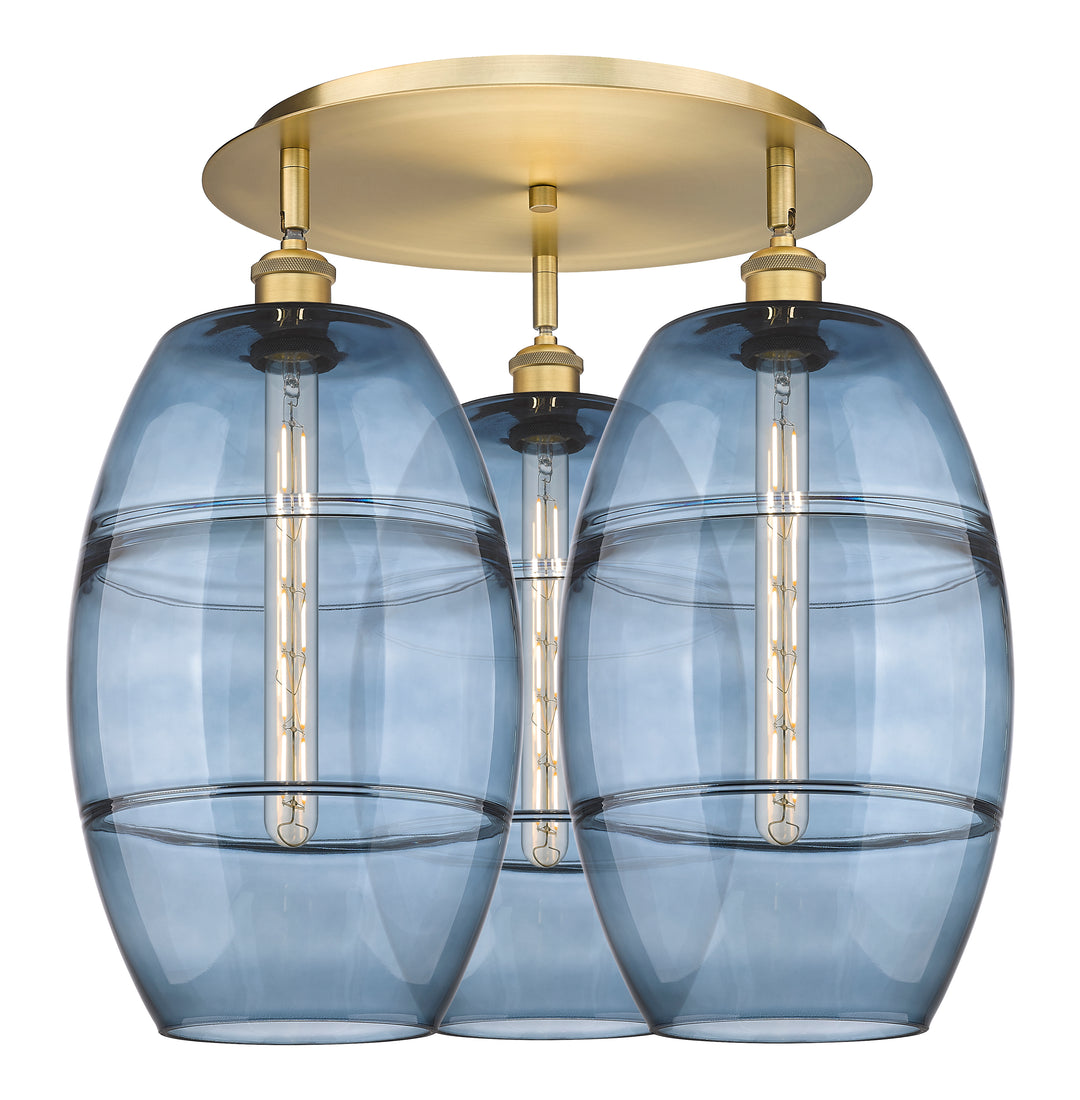 Innovations Lighting Vaz 10" Flush Mount - Brushed Brass Ceiling Flush Mounts Innovations Lighting Blue  ; Glass Type: Blue  