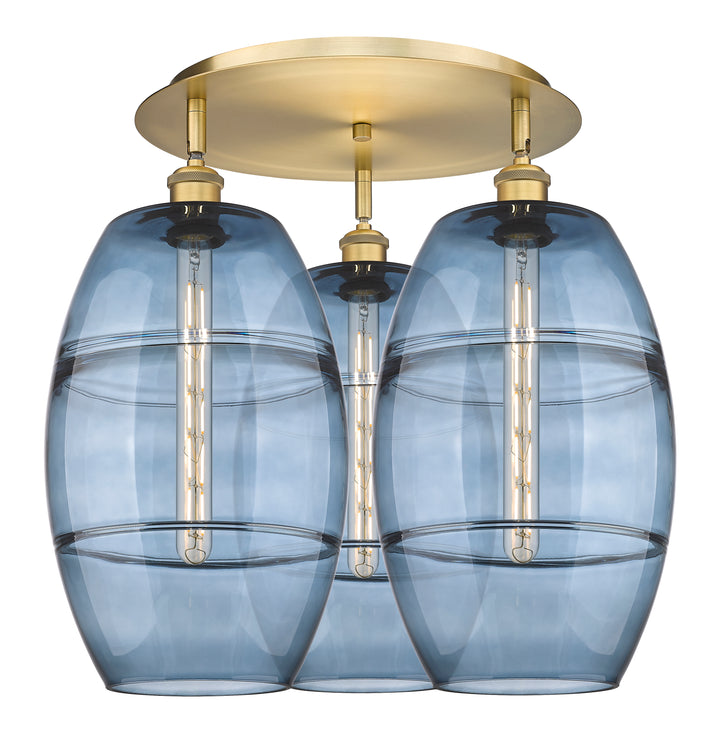 Innovations Lighting Vaz 10" Flush Mount - Brushed Brass Ceiling Flush Mounts Innovations Lighting Blue  ; Glass Type: Blue  