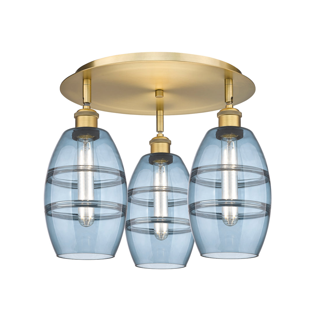 Innovations Lighting Vaz 6" Flush Mount - Brushed Brass Ceiling Flush Mounts Innovations Lighting Blue  ; Glass Type: Blue  