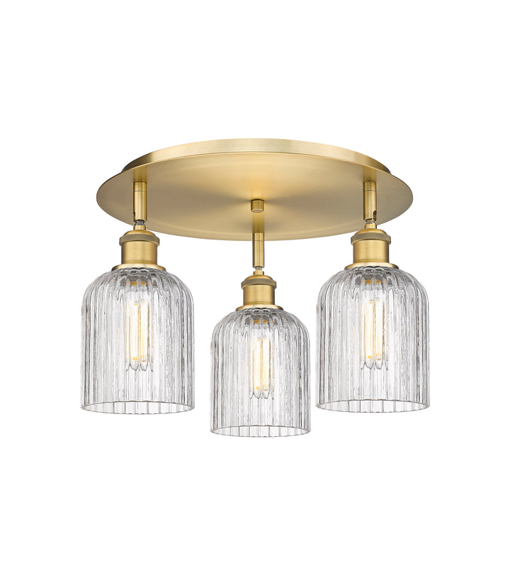 Innovations Lighting Bridal Veil 5" Flush Mount Ceiling Flush Mounts Innovations Lighting Brushed Brass Clear ; Glass Type: Clear; Ribbed 