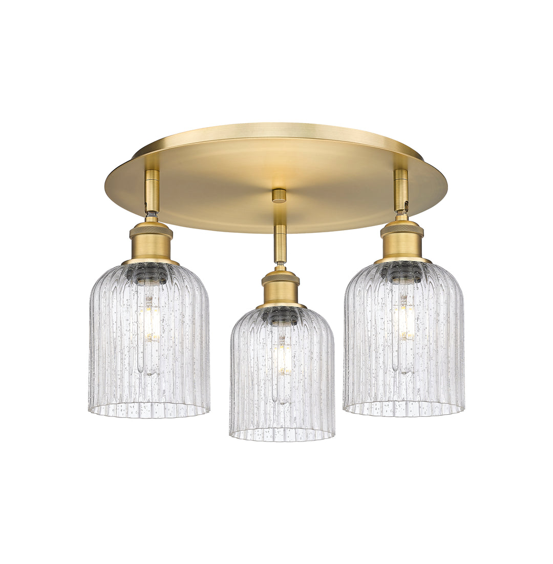 Innovations Lighting Bridal Veil 5" Flush Mount Ceiling Flush Mounts Innovations Lighting Brushed Brass Seedy ; Glass Type: Seedy; Ribbed 