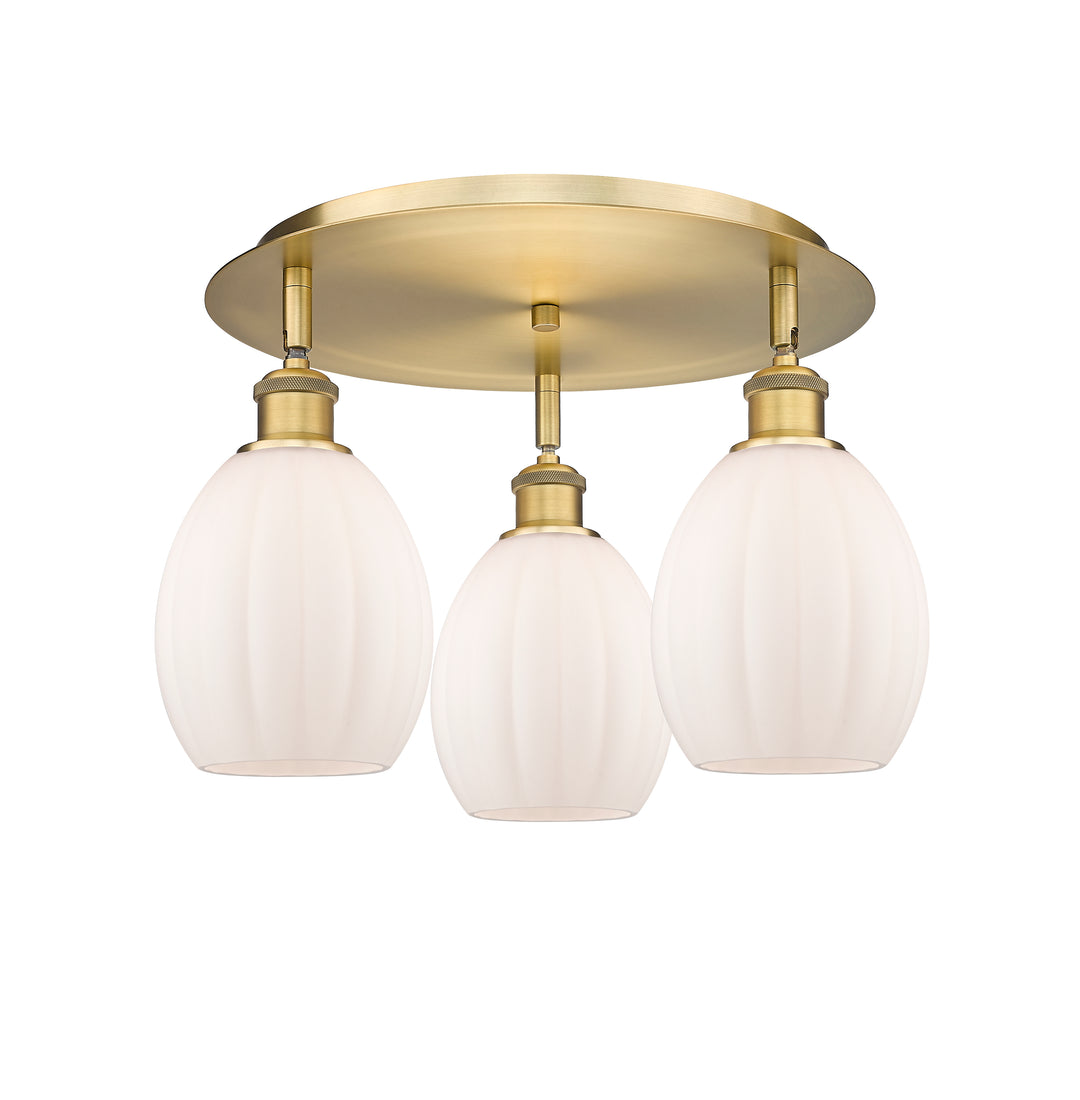 Innovations Lighting Eaton 5.5" Flush Mount - Brushed Brass Ceiling Flush Mounts Innovations Lighting Matte White ; Glass Type: White; Ribbed  