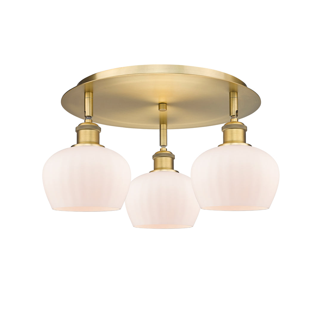 Innovations Lighting Fenton 6.5" Flush Mount - Brushed Brass Ceiling Flush Mounts Innovations Lighting Matte White ; Glass Type: White; Ribbed  