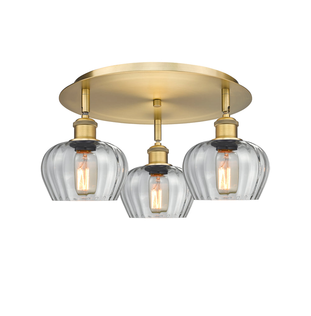 Innovations Lighting Fenton 6.5" Flush Mount - Brushed Brass Ceiling Flush Mounts Innovations Lighting Clear ; Glass Type: Transparent; Ribbed  