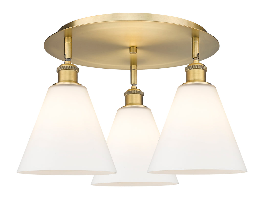 Innovations Lighting Berkshire Glass 8" Flush Mount Ceiling Flush Mounts Innovations Lighting Brushed Brass Matte White ; Glass Type: White 