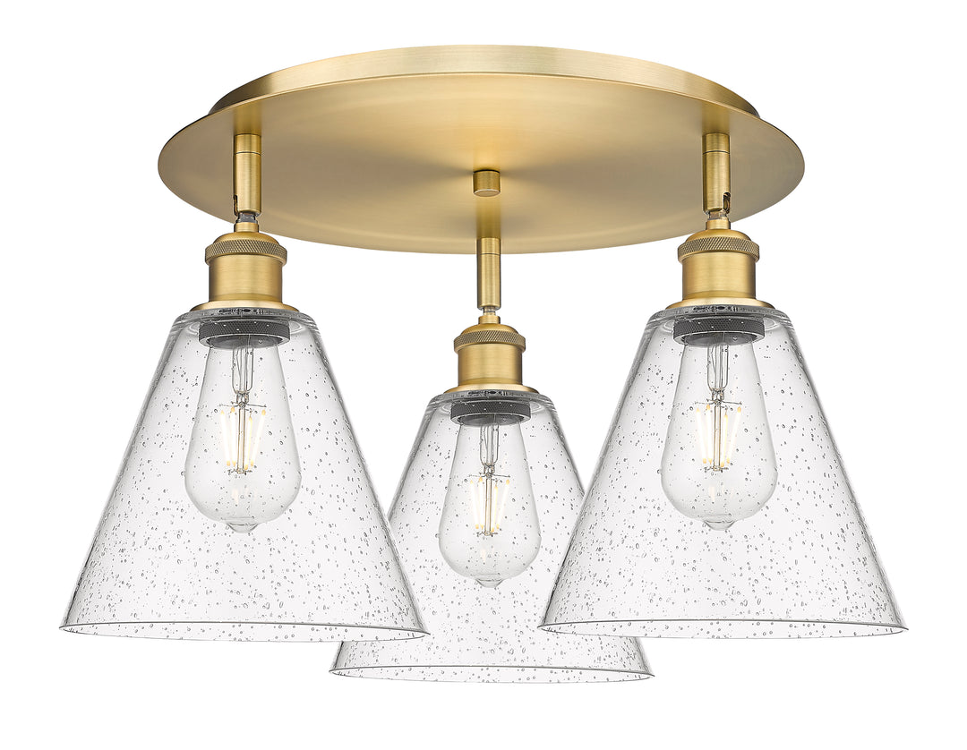 Innovations Lighting Berkshire Glass 8" Flush Mount Ceiling Flush Mounts Innovations Lighting Brushed Brass Seedy ; Glass Type: Seeded 