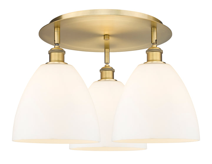 Innovations Lighting Bristol 9" Flush Mount Ceiling Flush Mounts Innovations Lighting Brushed Brass Matte White ; Glass Type: White 