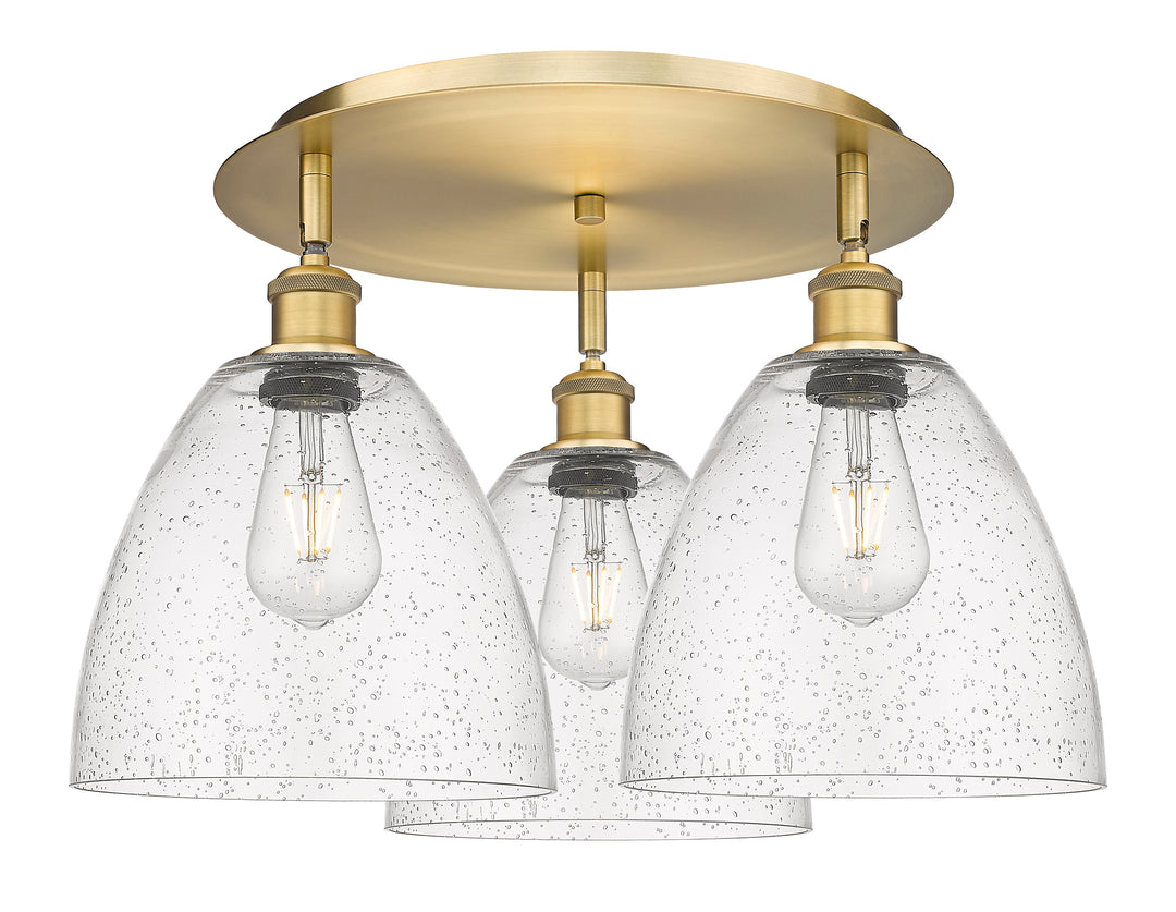 Innovations Lighting Bristol 9" Flush Mount Ceiling Flush Mounts Innovations Lighting Brushed Brass Seedy ; Glass Type: Seeded 