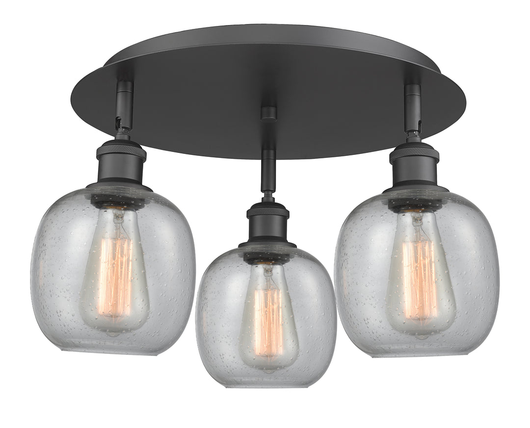 Innovations Lighting Belfast 6" Flush Mount - Matte Black Ceiling Flush Mounts Innovations Lighting Seedy ; Glass Type: Seeded  