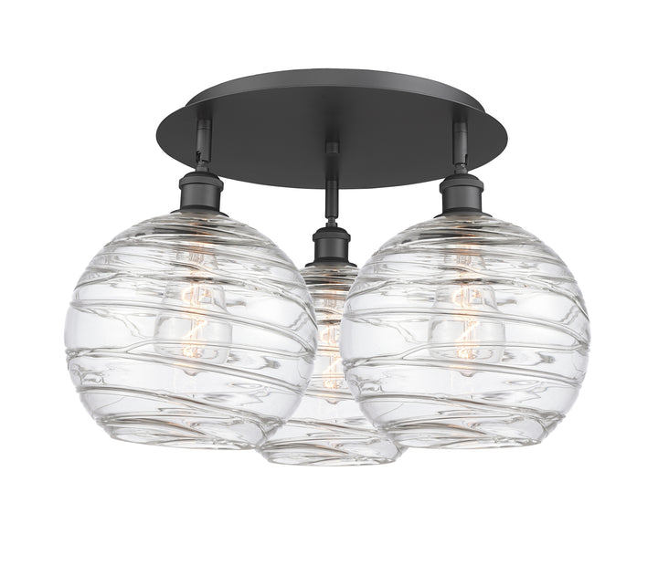 Innovations Lighting Athens Deco Swirl 10" Flush Mount Ceiling Flush Mounts Innovations Lighting Matte Black Clear Deco Swirl ; Glass Type: Transparent 