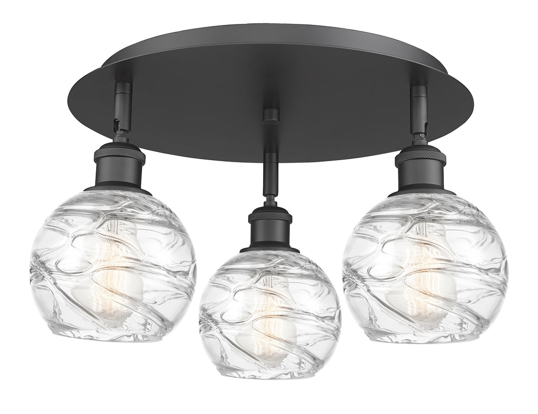 Innovations Lighting Athens Deco Swirl 6" Flush Mount Ceiling Flush Mounts Innovations Lighting Matte Black Clear Deco Swirl ; Glass Type: Clear 