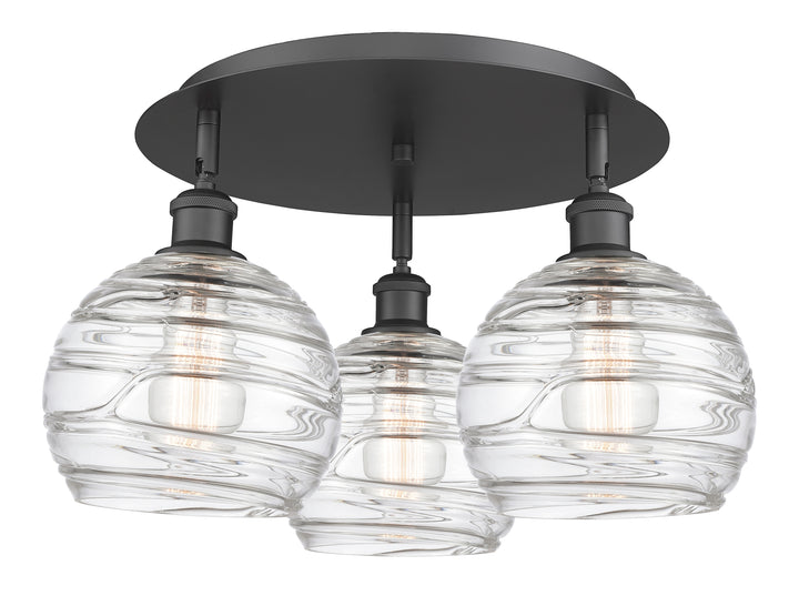 Innovations Lighting Athens Deco Swirl 8" Flush Mount Ceiling Flush Mounts Innovations Lighting Matte Black Clear Deco Swirl ; Glass Type: Cleat 