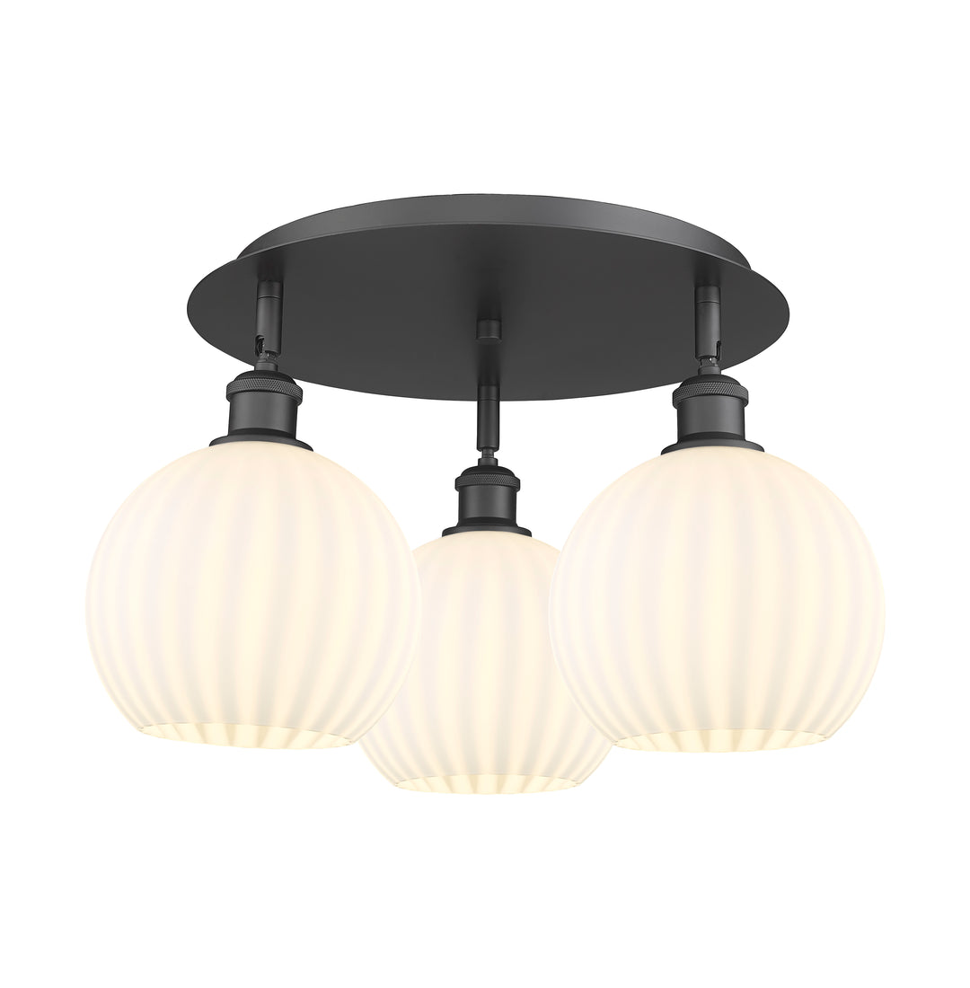 Innovations Lighting White Venetian 8" Flush Mount - Matte Black