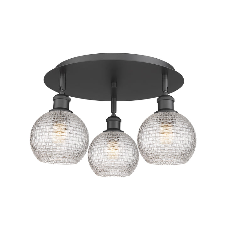 Innovations Lighting Athens 6" Flush Mount Ceiling Flush Mounts Innovations Lighting Matte Black Clear Basket Weave ; Glass Type: Clear Basket Weave 