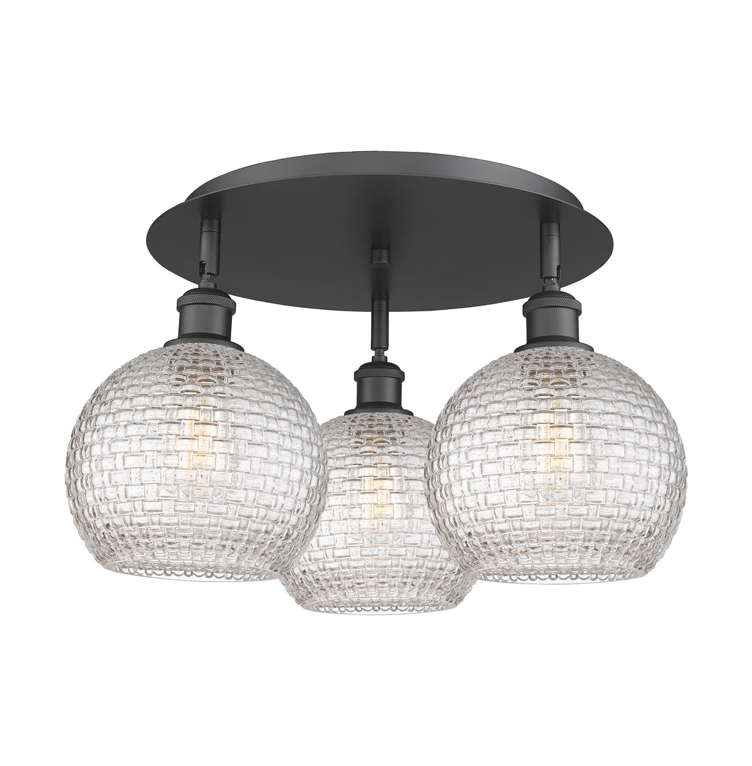 Innovations Lighting Athens 8" Flush Mount Ceiling Flush Mounts Innovations Lighting Matte Black Clear Basket Weave ; Glass Type: Clear Basket Weave 