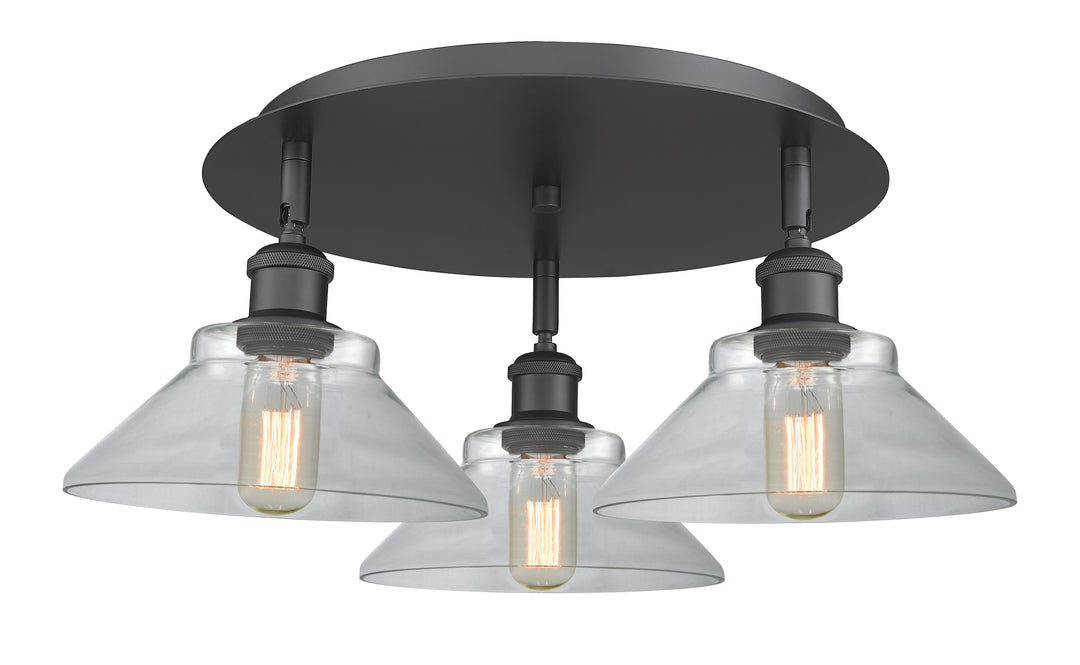 Innovations Lighting Orwell 9" Flush Mount - Matte Black Ceiling Flush Mounts Innovations Lighting Clear ; Glass Type: Clear  