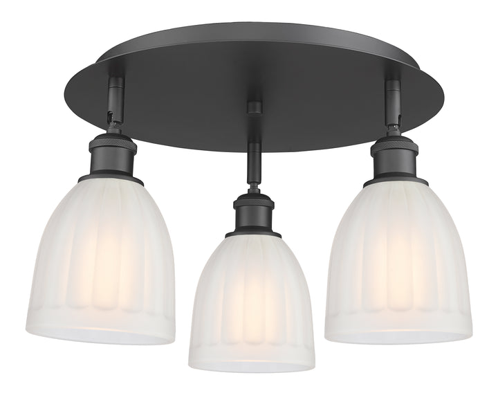 Innovations Lighting Brookfield 6" Flush Mount Ceiling Flush Mounts Innovations Lighting Matte Black White ; Glass Type: Frosted; Ribbed 