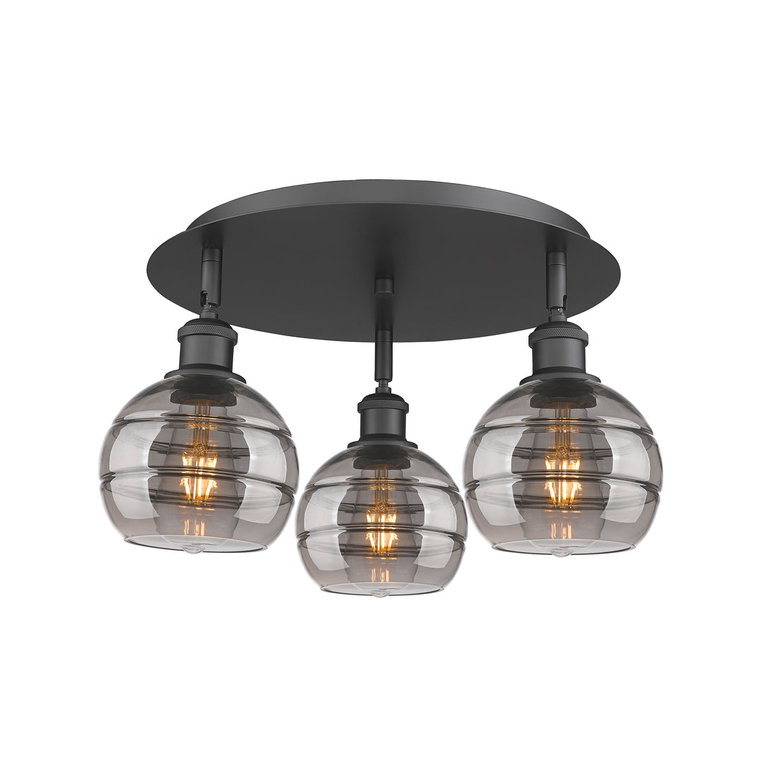 Innovations Lighting Rochester 6" Flush Mount - Matte Black Ceiling Flush Mounts Innovations Lighting Light Smoke ; Glass Type: Smoked  