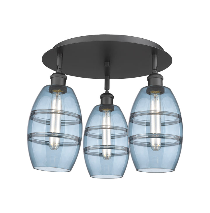 Innovations Lighting Vaz 6" Flush Mount - Matte Black Ceiling Flush Mounts Innovations Lighting Blue  ; Glass Type: Blue  