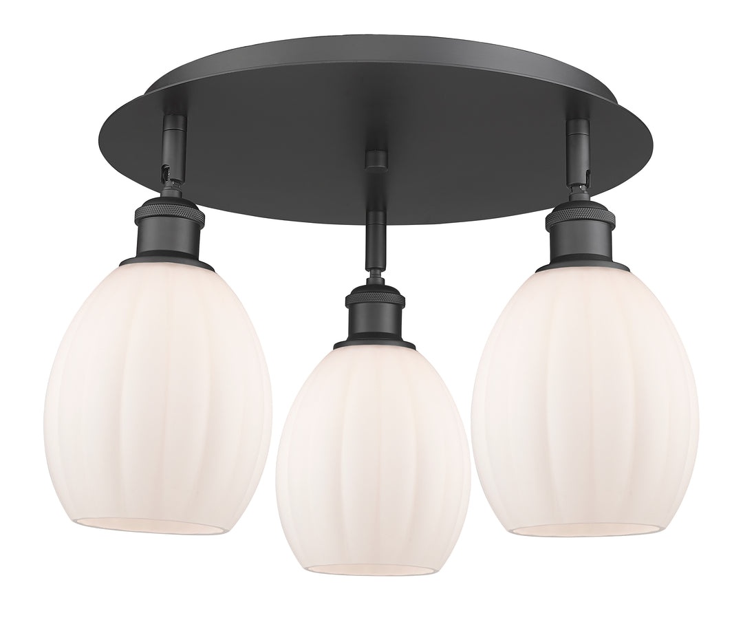 Innovations Lighting Eaton 5.5" Flush Mount - Matte Black Ceiling Flush Mounts Innovations Lighting Matte White ; Glass Type: White; Ribbed  