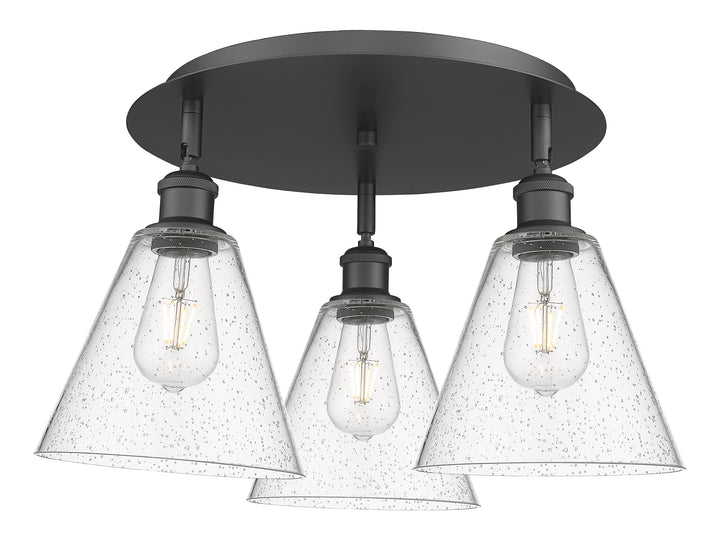 Innovations Lighting Berkshire Glass 8" Flush Mount Ceiling Flush Mounts Innovations Lighting Matte Black Seedy ; Glass Type: Seeded 