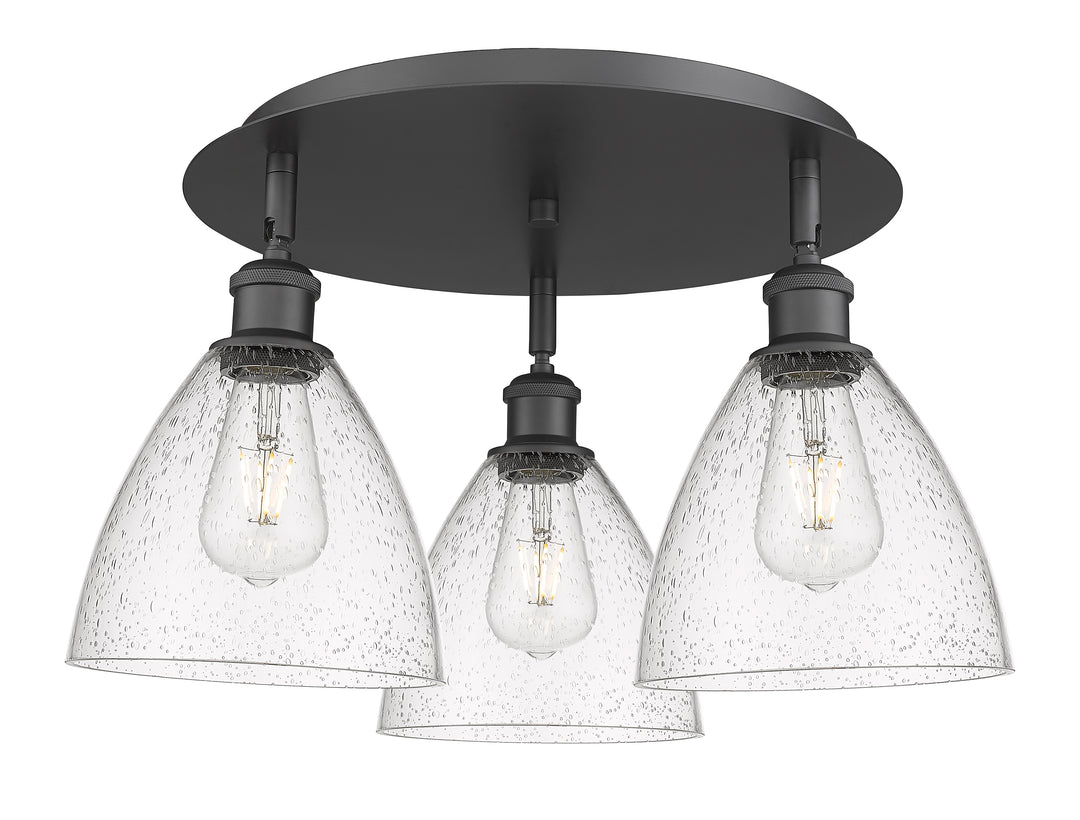 Innovations Lighting Bristol 7.5" Flush Mount - Matte Black Ceiling Flush Mounts Innovations Lighting Seedy ; Glass Type: Seeded  