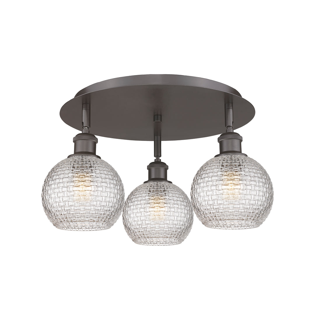 Innovations Lighting Athens 6" Flush Mount Ceiling Flush Mounts Innovations Lighting Oil Rubbed Bronze Clear Basket Weave ; Glass Type: Clear Basket Weave 