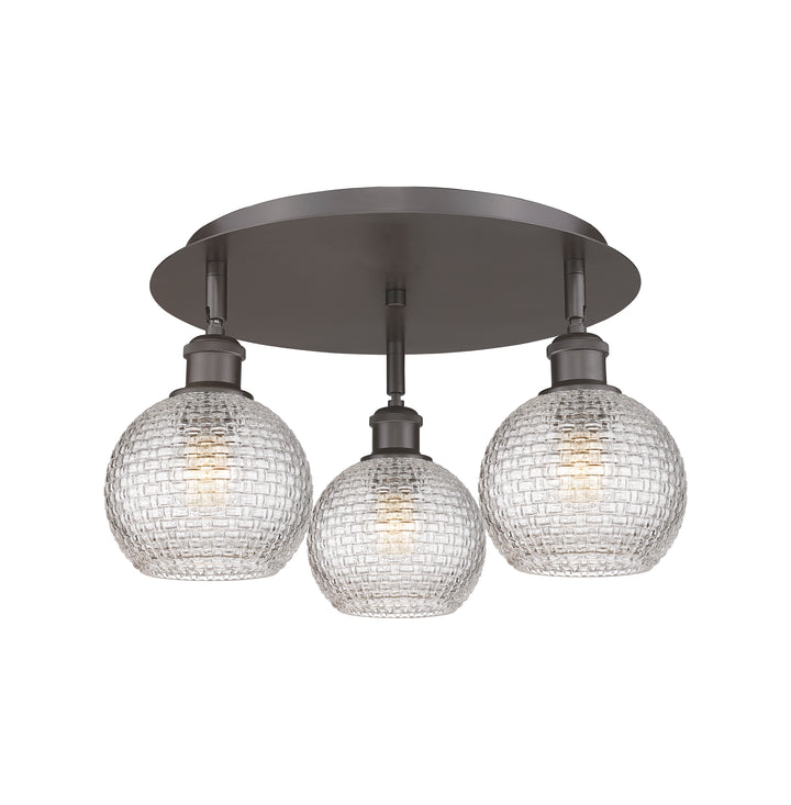 Innovations Lighting Athens 6" Flush Mount Ceiling Flush Mounts Innovations Lighting Oil Rubbed Bronze Clear Basket Weave ; Glass Type: Clear Basket Weave 