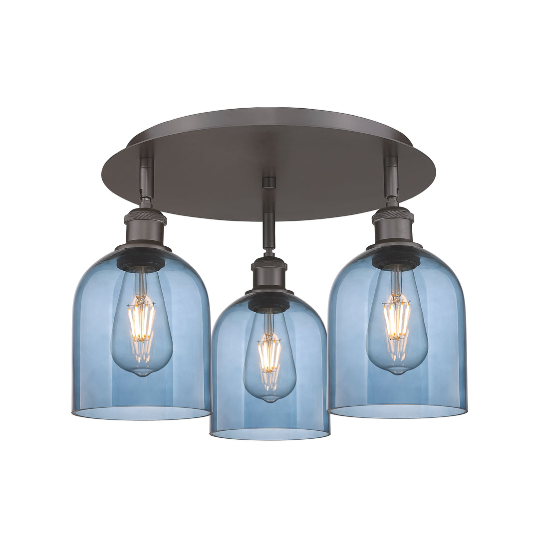 Innovations Lighting Bella 6" Flush Mount Ceiling Flush Mounts Innovations Lighting Oil Rubbed Bronze Blue  ; Glass Type: Blue 