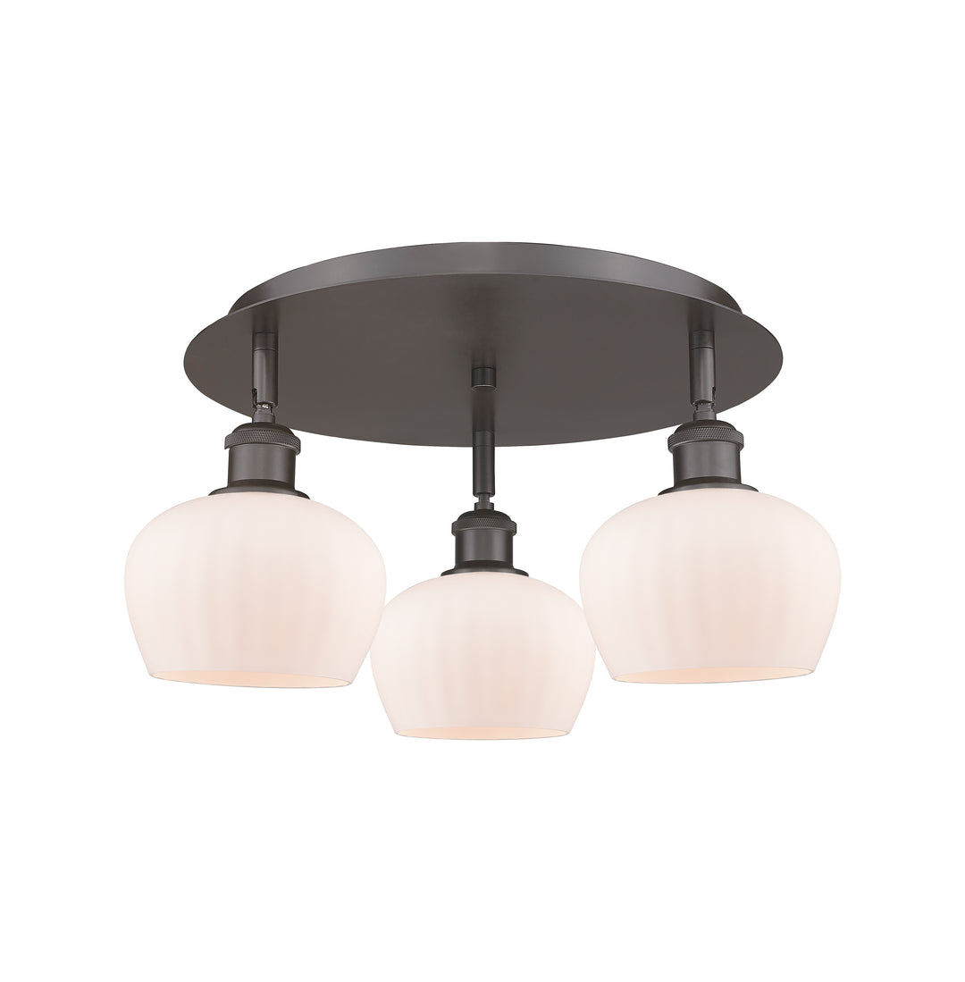 Innovations Lighting Fenton 6.5" Flush Mount - Oil Rubbed Bronze Ceiling Flush Mounts Innovations Lighting Matte White ; Glass Type: White; Ribbed  