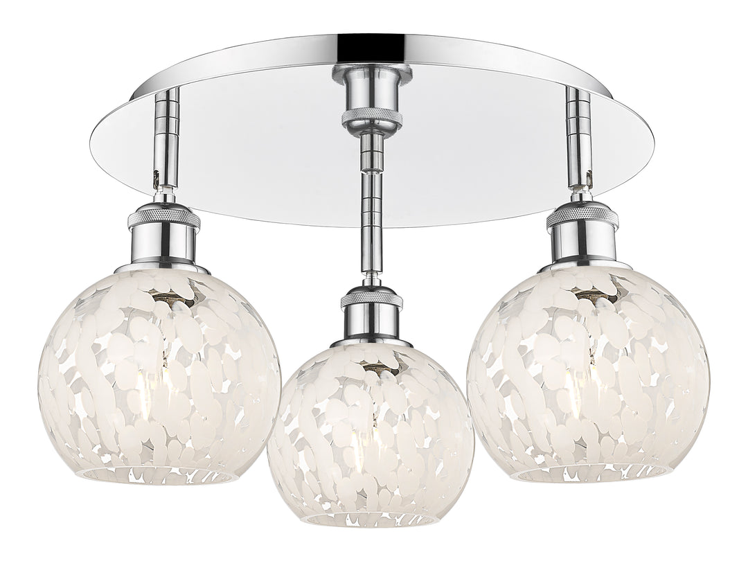 Innovations Lighting White Mouchette 6" Flush Mount - Polished Chrome Ceiling Flush Mounts Innovations Lighting White Mouchette ; Glass Type: White  