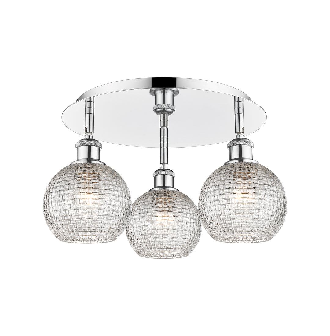 Innovations Lighting Athens 6" Flush Mount Ceiling Flush Mounts Innovations Lighting Polished Chrome Clear Basket Weave ; Glass Type: Clear Basket Weave 