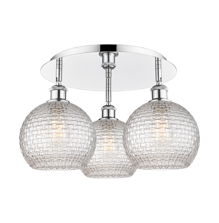 Innovations Lighting Athens 8" Flush Mount Ceiling Flush Mounts Innovations Lighting Polished Chrome Clear Basket Weave ; Glass Type: Clear Basket Weave 