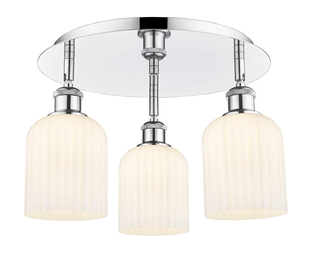 Innovations Lighting Bridal Veil 5" Flush Mount Ceiling Flush Mounts Innovations Lighting Polished Chrome Gloss White ; Glass Type: Gloss White; Ribbed 