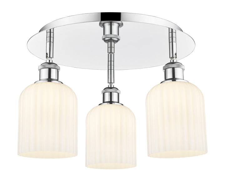 Innovations Lighting Bridal Veil 5" Flush Mount Ceiling Flush Mounts Innovations Lighting Polished Chrome Gloss White ; Glass Type: Gloss White; Ribbed 