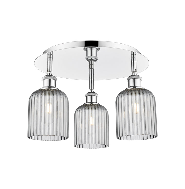 Innovations Lighting Bridal Veil 5" Flush Mount Ceiling Flush Mounts Innovations Lighting Polished Chrome Light Smoke ; Glass Type: Light Smoke; Ribbed 