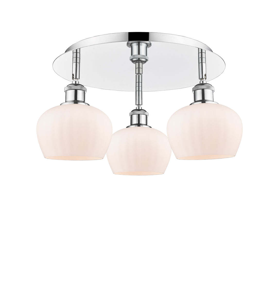 Innovations Lighting Fenton 6.5" Flush Mount - Polished Chrome Ceiling Flush Mounts Innovations Lighting Matte White ; Glass Type: White; Ribbed  