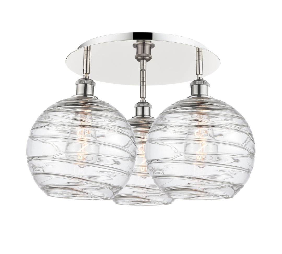 Innovations Lighting Athens Deco Swirl 10" Flush Mount Ceiling Flush Mounts Innovations Lighting Polished Nickel Clear Deco Swirl ; Glass Type: Transparent 