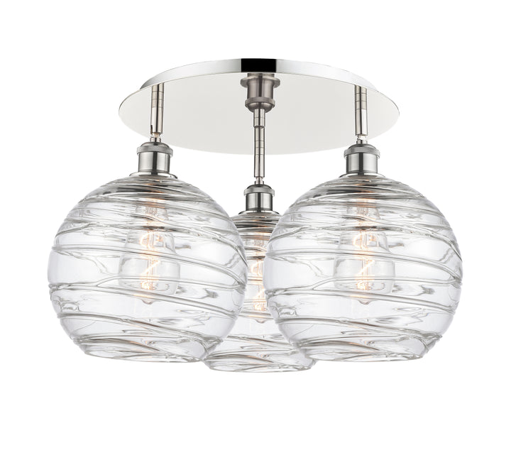 Innovations Lighting Athens Deco Swirl 10" Flush Mount Ceiling Flush Mounts Innovations Lighting Polished Nickel Clear Deco Swirl ; Glass Type: Transparent 