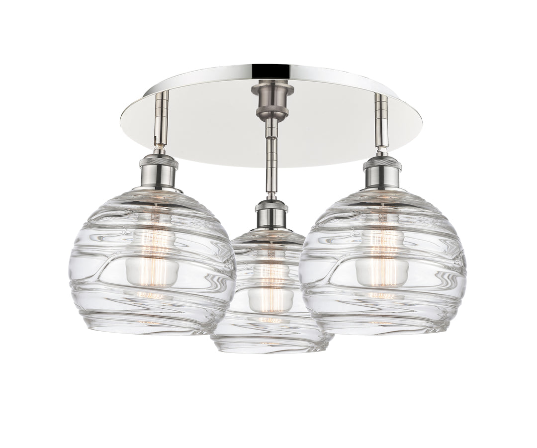 Innovations Lighting Athens Deco Swirl 8" Flush Mount Ceiling Flush Mounts Innovations Lighting Polished Nickel Clear Deco Swirl ; Glass Type: Cleat 