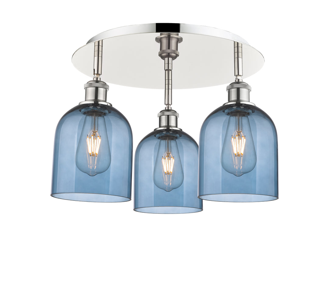 Innovations Lighting Bella 6" Flush Mount Ceiling Flush Mounts Innovations Lighting Polished Nickel Blue  ; Glass Type: Blue 