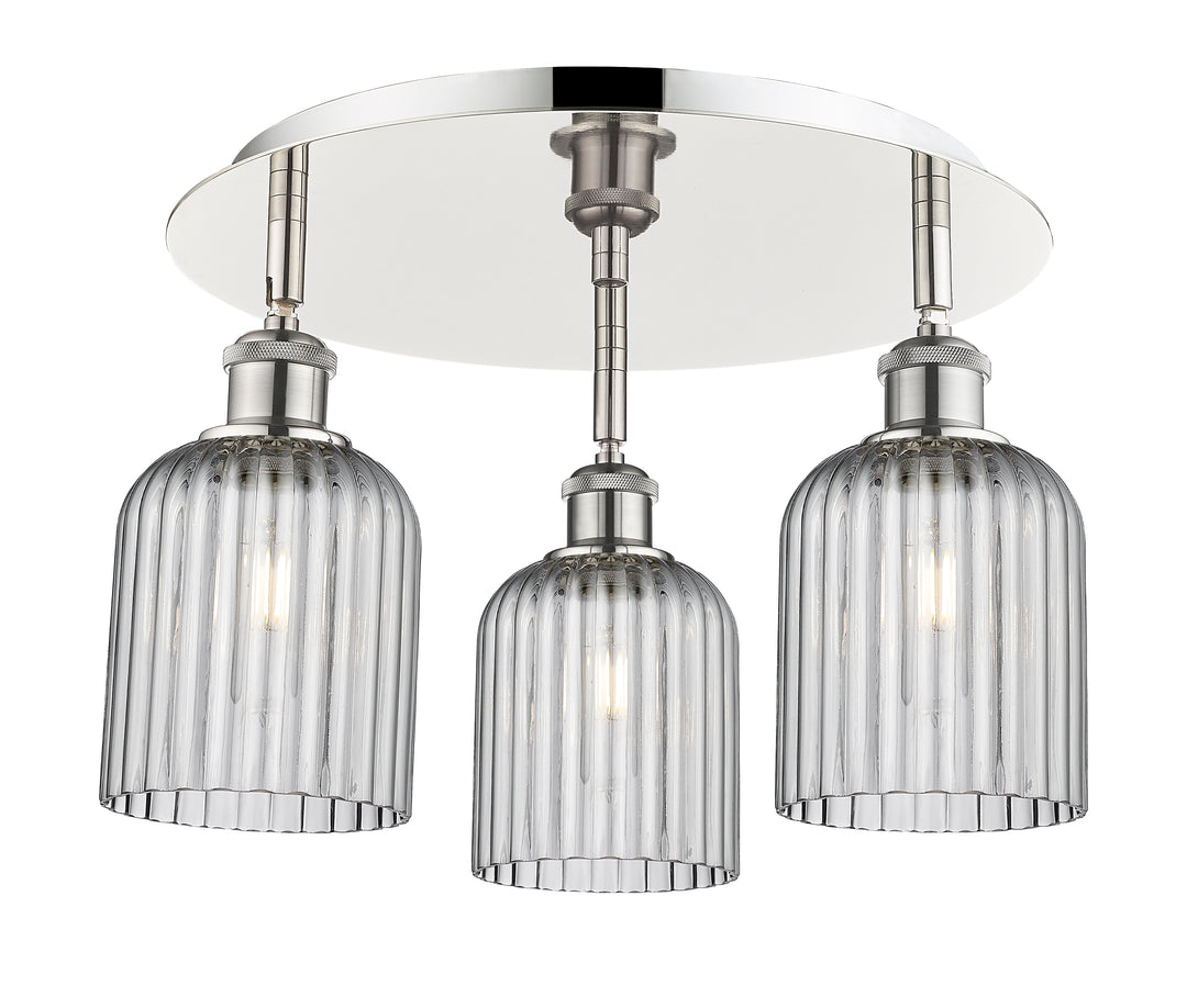 Innovations Lighting Bridal Veil 5" Flush Mount Ceiling Flush Mounts Innovations Lighting Polished Nickel Light Smoke ; Glass Type: Light Smoke; Ribbed 