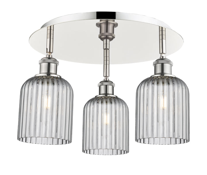 Innovations Lighting Bridal Veil 5" Flush Mount Ceiling Flush Mounts Innovations Lighting Polished Nickel Light Smoke ; Glass Type: Light Smoke; Ribbed 