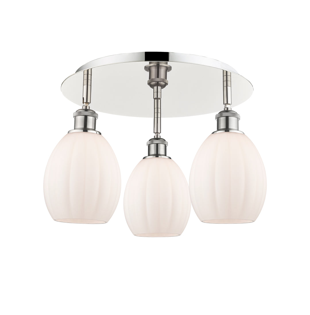 Innovations Lighting Eaton 5.5" Flush Mount - Polished Nickel Ceiling Flush Mounts Innovations Lighting Matte White ; Glass Type: White; Ribbed  