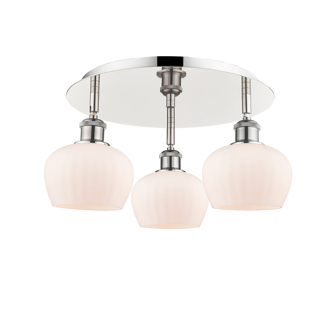 Innovations Lighting Fenton 6.5" Flush Mount - Polished Nickel Ceiling Flush Mounts Innovations Lighting Matte White ; Glass Type: White; Ribbed  