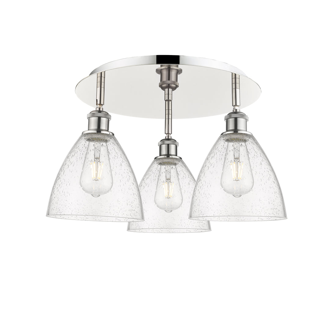 Innovations Lighting Bristol 7.5" Flush Mount - Polished Nickel Ceiling Flush Mounts Innovations Lighting Seedy ; Glass Type: Seeded  