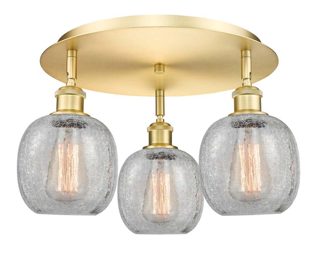 Innovations Lighting Belfast 6" Flush Mount - Satin Gold Ceiling Flush Mounts Innovations Lighting Clear Crackle ; Glass Type: Crackled  