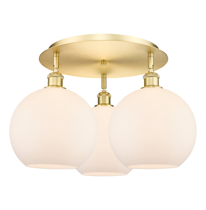 Innovations Lighting Athens 10" Flush Mount Ceiling Flush Mounts Innovations Lighting Satin Gold Matte White ; Glass Type: White 