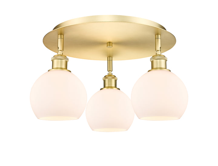 Innovations Lighting Athens 6" Flush Mount Ceiling Flush Mounts Innovations Lighting Satin Gold Matte White ; Glass Type: White 