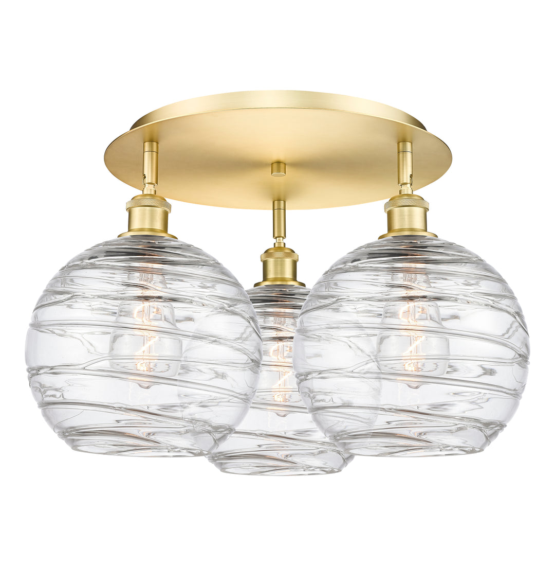 Innovations Lighting Athens Deco Swirl 10" Flush Mount Ceiling Flush Mounts Innovations Lighting Satin Gold Clear Deco Swirl ; Glass Type: Transparent 